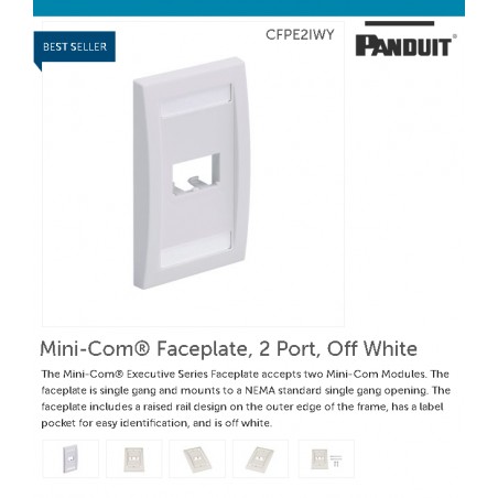 Faceplate Panduit 2 Puertos Blanco Ejecutivo.