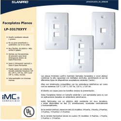 Faceplate 2 Puertos standard Blanco