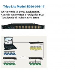 Consola KVM 16 Ptos, LCD 19", Tripp-Lite Son bajo pedido: 70/30. Garantia en USA con fabricante. B020-016-17 B020-U16-19-K