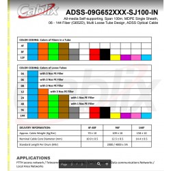 Fibra Optica SM ADSS, 12 hilos, 4Km Auto Soportada, Spam 100m, G652 9/125, Chaqueta single, monomodo, 300Kg