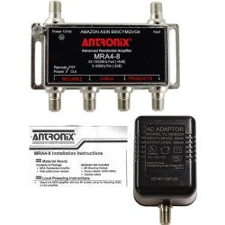 Amplificador CATV 4 canales, 8dbi, metal 5-1002Mhz, Transf 12Vdc. Gtia: 30dias 6 kV protec, PTC Short-Circuit. Antronix