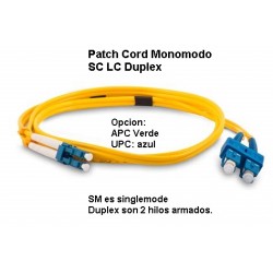 Patch Cord FO SM LC SC UPC, 9/125um, 3m Amarillo 2mm, G652, puntas Azul, LP. SM_MONOMODO. LP-F13L10S1027L3M