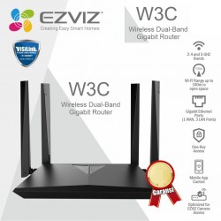 Router Dual Band EzViz WiFi AC1200 App, 4 Ant, 2.4y5Ghz, 1Wan, 3Lan Gigabit 300y866Mbps. CS-W3C-WD1200G. G:90ias