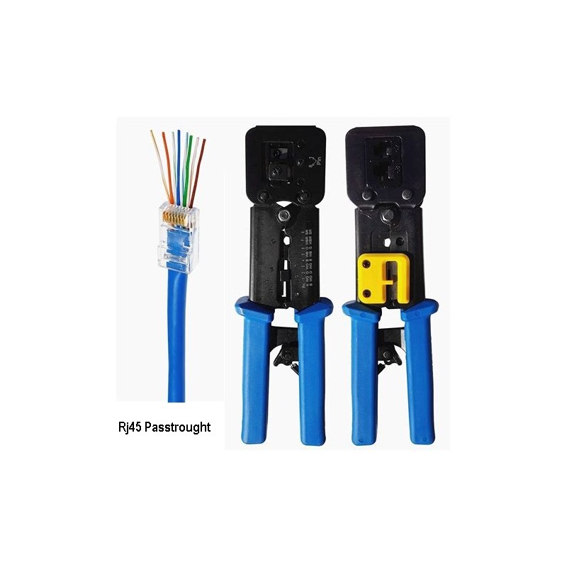 Crimping Tool Rj45 PT, Cat 5e CAT 6 y Rj11. PT es Passtrough, cuchilla rematador