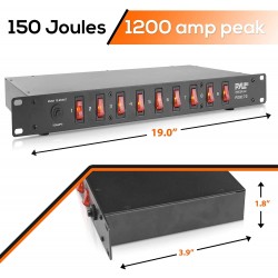 Regleta Elect 9 AC Switch Indpte, Rack, 1U, 115-230vac Noise filter, 15 Amp, Fuse Reset, Spike y Surge protecction.