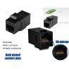 Union Rj45 Hembra Hembra, negro CAT 6