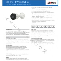 Camara IP Domo 2 Mpx 2.8mm Poe Dahua blanco, IR 30m, 1/4", Rj45, Onvif IP67 100Mbps, 24Leds, DWdr. Gtia: 90 Dias