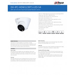 Camara IP Domo 2 Mpx Vu 2.8mm Dahua IP67, blanc, IR30m 1/4", Rj45 Poe Onvif 100Mbps, 1SLed, Microfono. Gtia: 90d