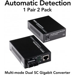 Transceiver Multimodo SC Rj45, Externo 1310nm, 1.25Gbps, 100/1000Mbps, 2kmt 1 Par, 2 Dc Reg, 62,5-50/125. Gtia: 30d