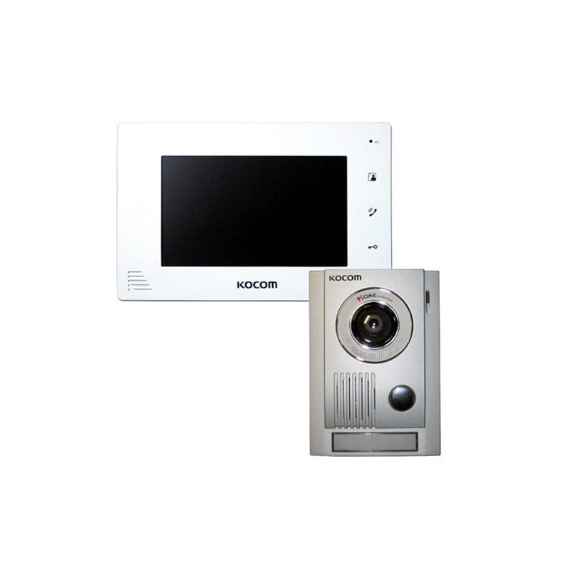 Portero Video Monitor 7" Intercom Kocom 2-4 hilos, Rele Apertura, Lente 4mm/120h permite 2 Monitores.   Gtia: 90 dias.