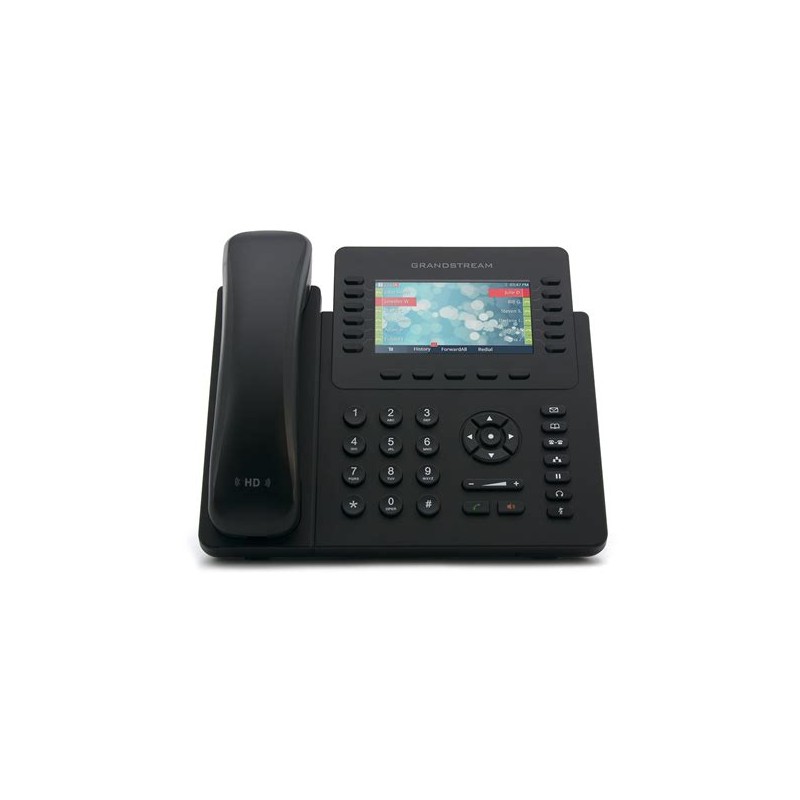 Telefono IP PoE, 6xSIP, Grandstream 12 Lineas, 4.3" color Negro, 2 PoE Gigabit