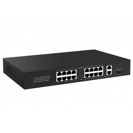 Switch 16 Ptos POE 300w, 1 SFP, Rack PoE IEEE802.3af/at, Ptos FE 10/100Mbps.  Gtia:90d