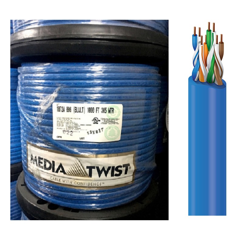 Bobina, Cat 6 plano bonded, 350Mhz, Azul, 305mts, Belden