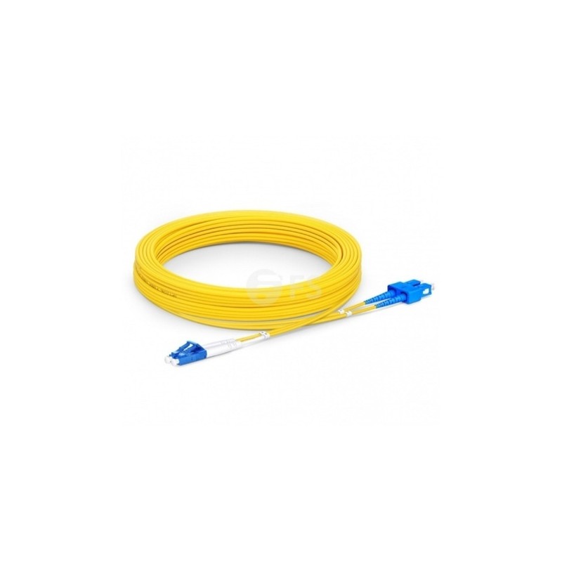 Patch Cord FO SC LC SM, 9/125um, 3m LP 3mm, Amarillo puntas Azul, SM es Monomodo