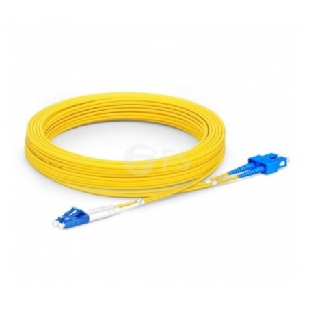 Patch Cord FO SC LC SM, 9/125um, 3m LP 3mm, Amarillo puntas Azul, SM es Monomodo