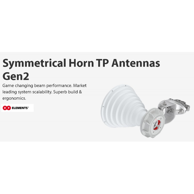 Antena HG Simétrica 30g. RF Elements -6dBi, Azimuth y Elevación H40-V40. 5180-6400 MHz, HG es Alta Ganancia 16.2dBi