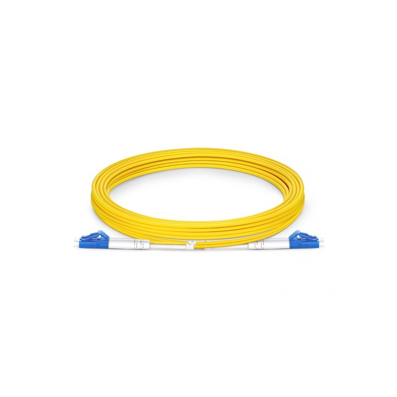 Patch Cord FO LC LC SM, 9/125um, 3m LP 3mm, Amarillo puntas Azul, SM es Monomodo