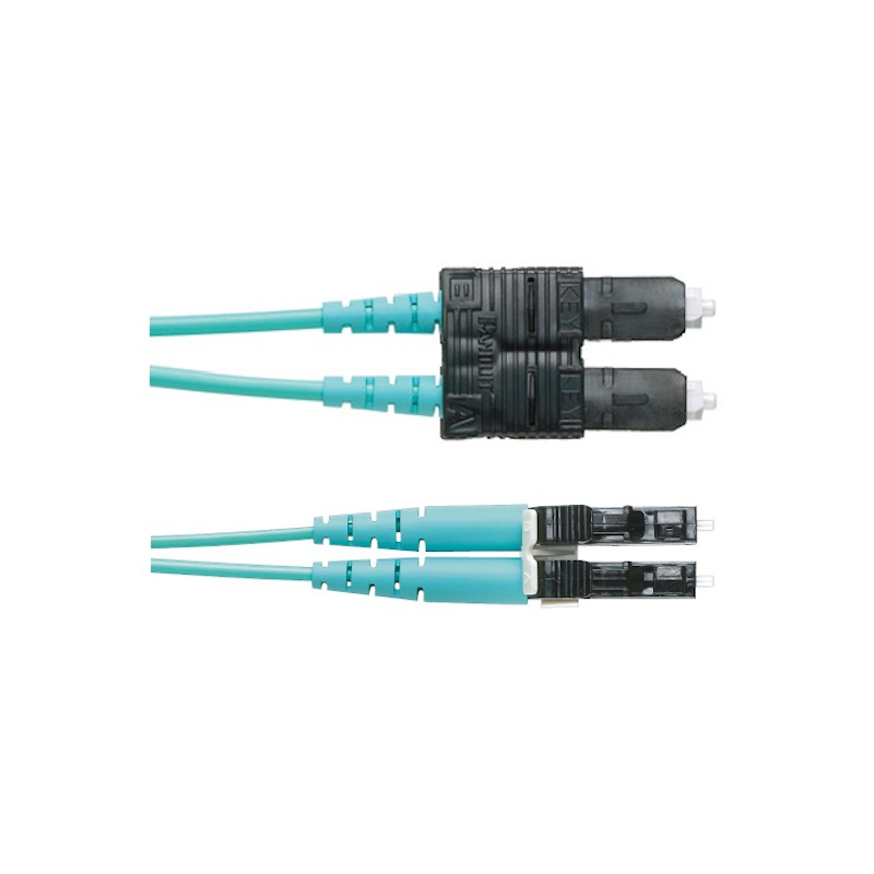 Patch Cord FO MM SC-LC, 50/125µ 3m Pandui Multimode Duplex, 10 GbE, OM3. Aqua.