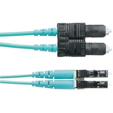 Patch Cord FO MM SC-LC, 50/125µ 3m Pandui Multimode Duplex, 10 GbE, OM3. Aqua.