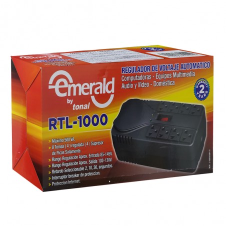 Regulador AC  120v, 500 va, 8 AC,  Emerald Garantia: 90 Dias Fecha factura