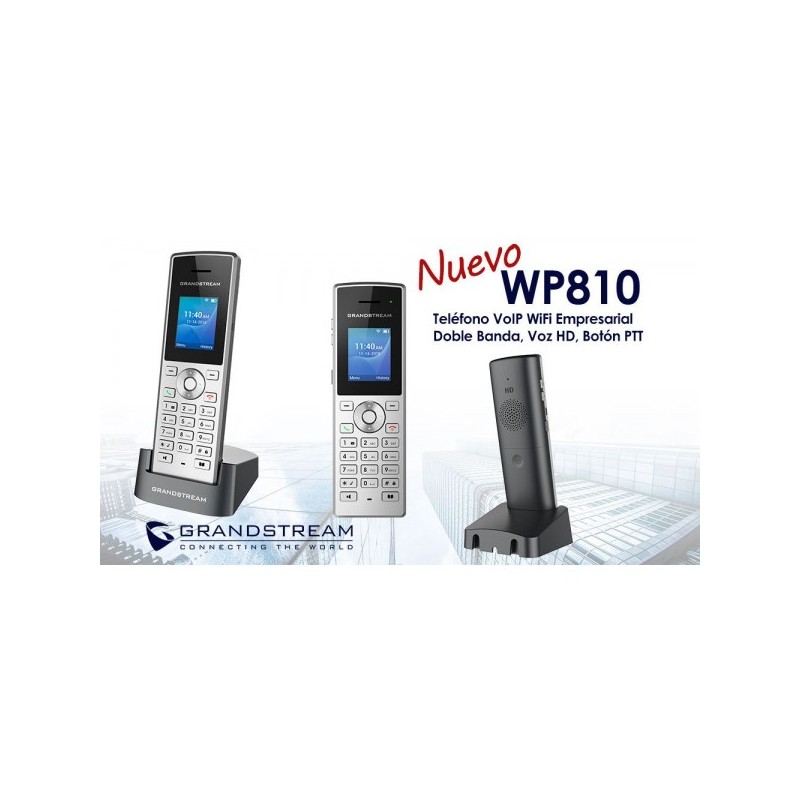 Telefono IP WiFi dual band AC, Gransdstr 2 SIP, 2Lines. uUSB, Jack Audio, plata,1Bat Recarg 1500mAh Lit. Gtia: 90 dias.