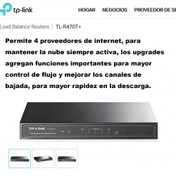 Router Balanceador 4 Wan (3+1) Tp-Link 1Lan, Dmz, PM, Dhcp, IPaf, Vs, Pt. Deskt