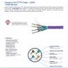 Bobina Siemon Cat 6A 10Ghz F/UTP 10Gb, doble chaqueta, Foild, awg24, 1 hilo tierra, 4 par, LSOH, Violeta