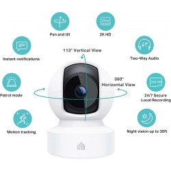 Camara WiFi PTZ 4Mpx 2.8mm, Tp-Link Cam MicBid 2.4Ghz, Sd256Gb, 1080px, 360gdos Storg Cloud, IR15m, Cable, Gtia: 30 dias