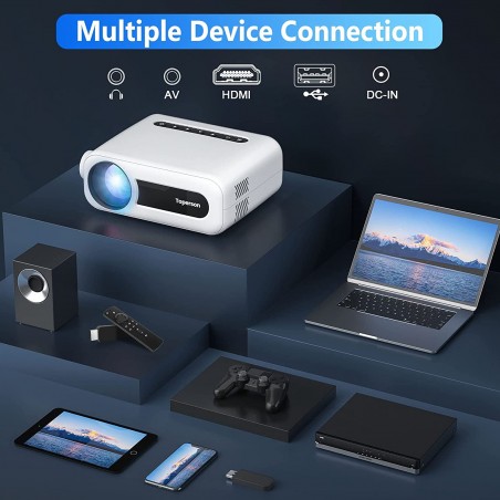 Proyector Dual WiFi, 7500 lumen, hdmi, 1080Mp, cables AV-Rca, Usb, Cornetas Contr Rem, Iphone, Android. Gtia:10d