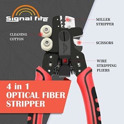 Pelacubierta Hilos Fibra Optica Prof 4en1 Stripper para remover 3 medidas d chaqueta, Sistema de Tijera limpiador del hilo FO.