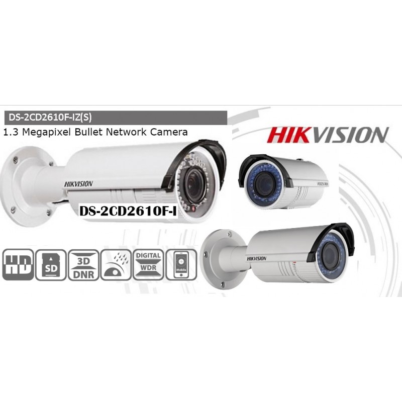 Camara IP Caño 1.3Mpx, Varifoc Hikvision Mic/Alarm, IR 30m, 1/4", Onvif, 2.8-12mm