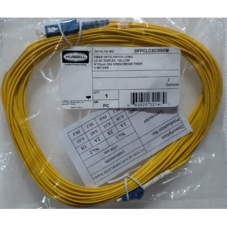 Patch Cord FO Monomodo Hubbell, SC/LC, 9/125um, 3mm, 9Mts, Amarillo.