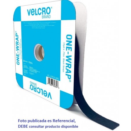 VELCRO Largo 13.7m, Ancho: 20mm, Negro One-Wrap 45 ft x 3 1/4" inch, Black