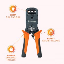 Crimping Tool Rj45 Profesional Paladin Crimp RJ11/22, Cat5E,  CAT 6. Brand "TEMPO". Bajo pedido: 2 sem aprox