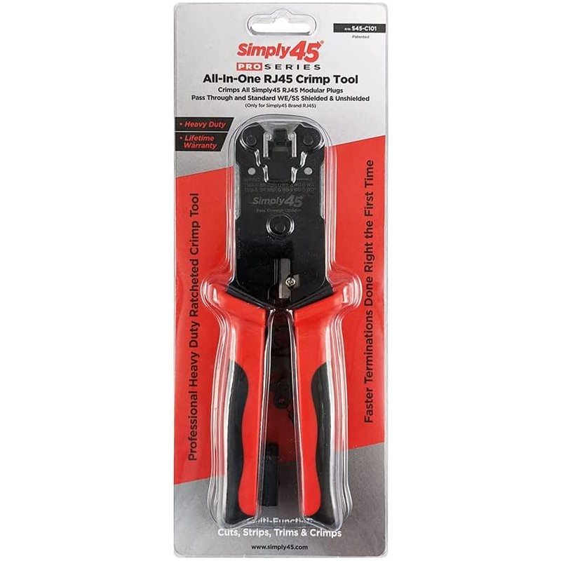 Crimping Tool Rj45 Profesional Simply45 Ratchet, PassThrough Cat5E, CAT 6 Shield Original Brand. Bajo pedido: 2 sem aprox