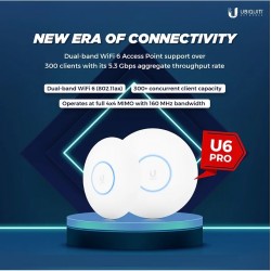 Punto de Acceso UAP U6-PRO Ubiquiti UniFi Wi-Fi 6, Dual Band 5 GHz 4x4 MU, Indoor 500 Users IP64, b/a/g/n/AC, 1000Mbps.