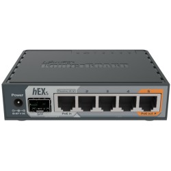 Router MikroTik hEX S, 5 Puertos Gigabit, 1 Usb 2.0, SFP 1.25Gb, PoE In 802.3af/at, Salida PoE en Puerto Nº5, RouterOS. Gtia:30D