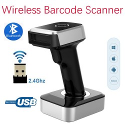 Escaner de Código de Barras Symcode 2D/QR Bluetooth Wi-Fi 2.4GHz, USB, 3en1, Pantalla LCD 1.8i TFT Color, Base de Recarga.