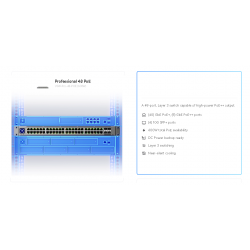 Switch 48p Giga 48x POE, 4Sfp 10Gb Unifi 8 GbE, 802.3bt y 40 Poe 802.3at, 600w Admin, L3 Sw Feat, fanless, Grtia: 90d