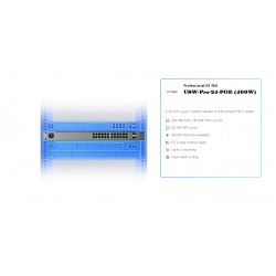 Switch 24p Giga 24x POE 400w, 2Sfp Unifi 10Gb, 16+/8++ Poe 802.3_at/bt, TouchScre Admin, L3 Sw Feat, fanless, Grtia: 30d