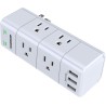 Regleta Electrica 6 Tomas 15A 120 AC, 3 Puertos USB 3A, Toma AC Giratoria. LEDs Gnd.