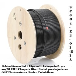 Bobina Siemon Cat 6 Utp con Gel Negro awg23 CMP Chaqueta Burial bajo tierra OSP Planta externa, Reelex, Poliolefina