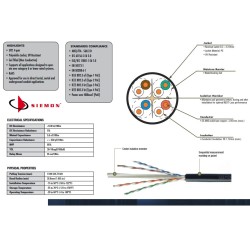 Bobina Siemon Cat 6 Utp con Gel Negro awg23 CMP Chaqueta Burial bajo tierra OSP Planta externa, Reelex, Poliolefina