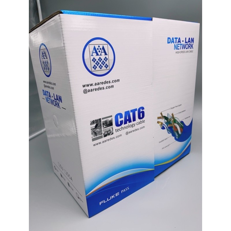 Bobina Cat 6, Cobre Azul 320m Cert Fluke Pvc, Pass Fluke, 200Mbps, awg24 ISO/IEC 11801, USA ANSI/TIA/EIA-568B.2