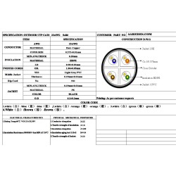 Carrete Cat 6, Cobre Doble Chaqueta 320m Pvc, 200Mbps, Negro, Exteriores, awg24. ISO/IEC 11801, USA ANSI/TIA/EIA-568B.2