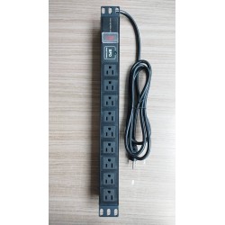 Regleta Elect, 9 AC, 117v 15 Amp, p/Rack switch, fuse, tomas VERT, Alu. Gtia: 30d