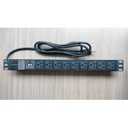 Regleta Elect, 9 AC, 117v 15 Amp, p/Rack switch, fuse, tomas VERT, Alu. Gtia: 30d