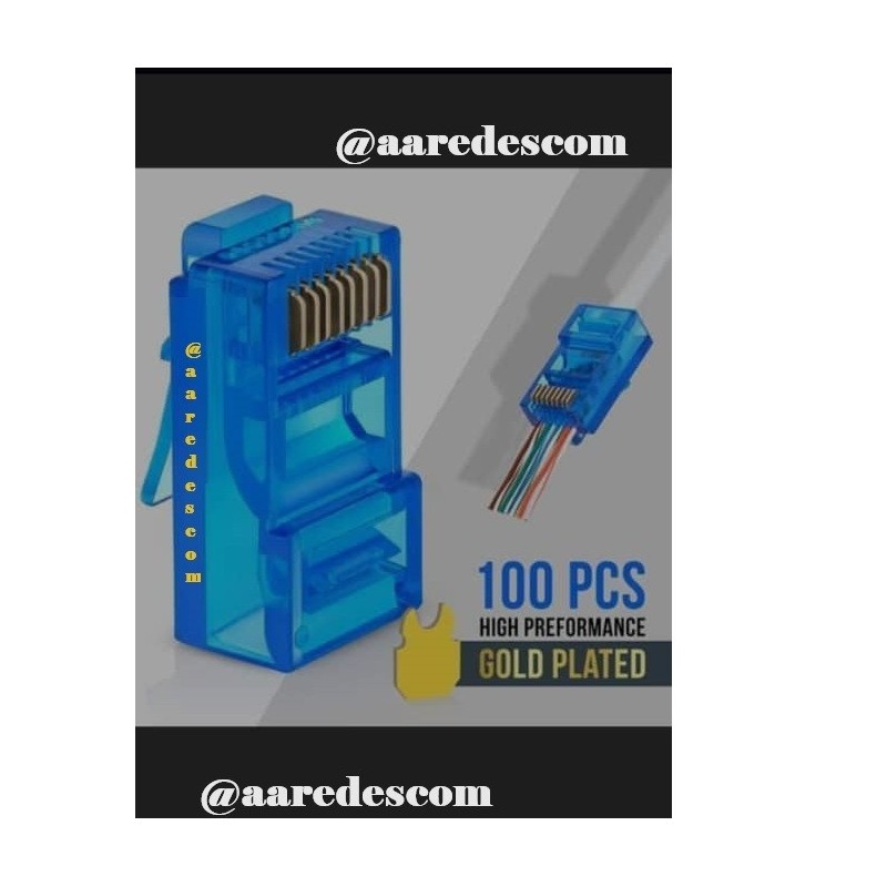 Conector Rj45 Cat 6, 30u Passthroug Azul 100u