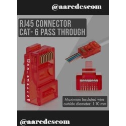 Conector Rj45 Cat 6, 30u Passthrough Rojo 100u