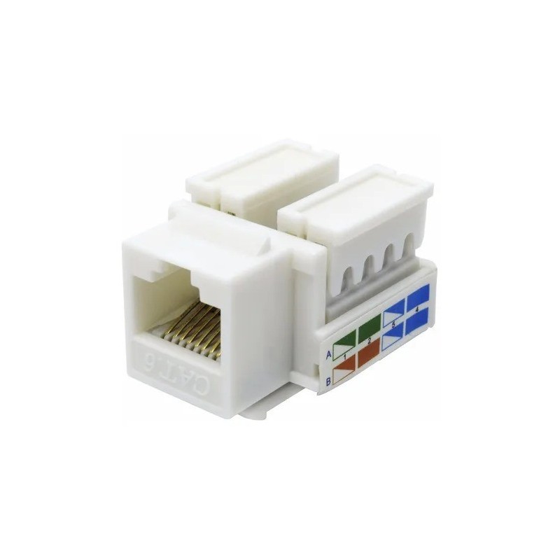 Jack Cat 6, T568-a/b, Blanco, 1 Gbps